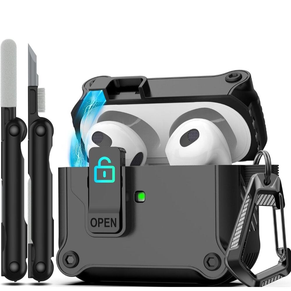 Rugged AirPods 3 Case - Shockproof Protective Cover with Earbud Cleaning Kit